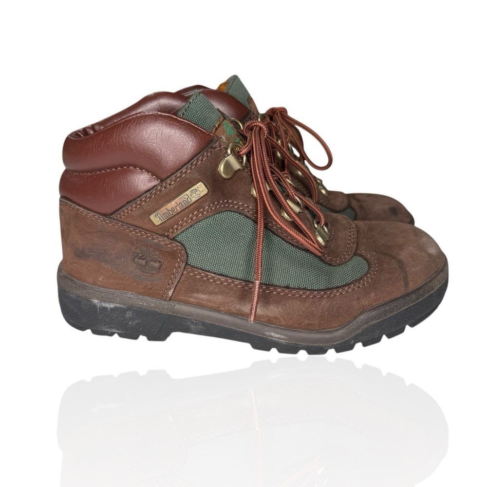 Timberland‎ Youth Boys Size 1 Field Boots Brown Green Beef Broccoli Outerwear